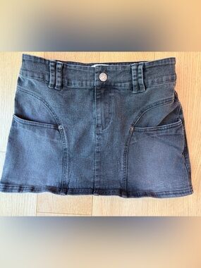 BDG Tatiana moto denim low rise micro skirt black size medium
